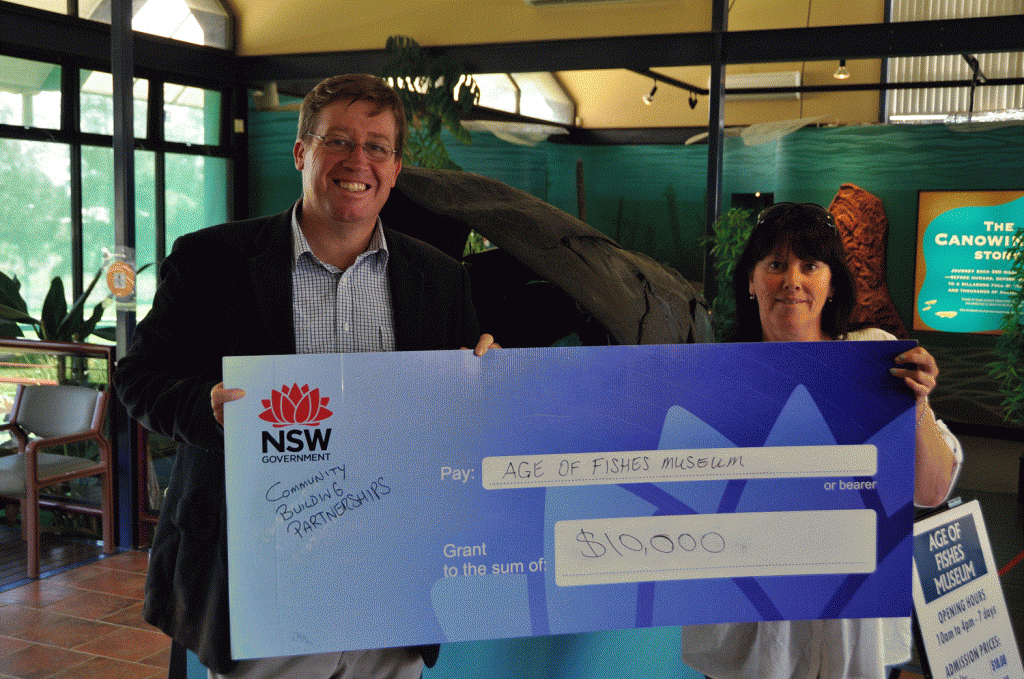 Troy Grant announced the Age of Fishes Museum has received $10,000 in State Government funding for a coffee shop and outdoor area
