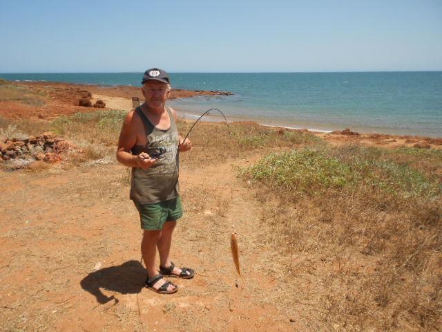 Allan symons going fishing on his trip around Australia