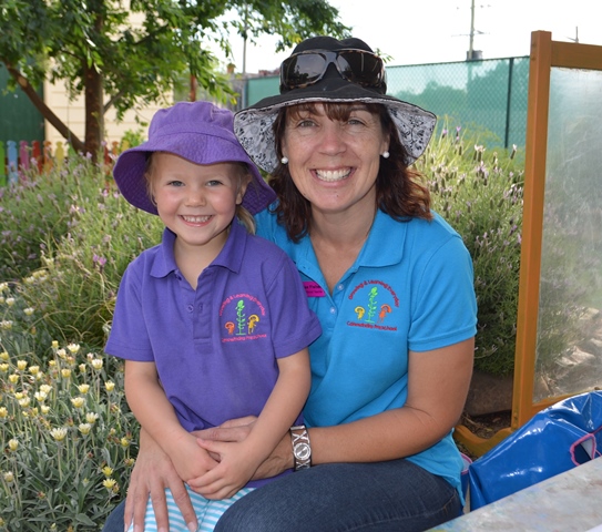 denise and lucy in the preschool garden