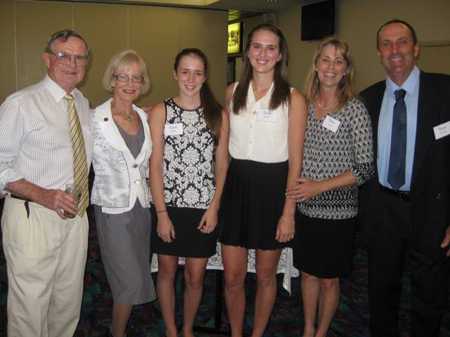 Ian & Sue Brown with Kelly Price, scholarship winner Emily Price and Lias & Matt Price