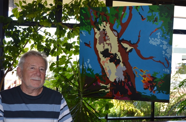 Derek with his piece 'My Life As A Tree'