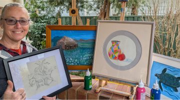 Local artists Sue Hodge is looking forward to welcoming students back in term 3 for her popular Art Mentoring Program.