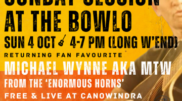 Head along to the Sunday Session at the Bowlo this Sunday 4 October from 4pm.