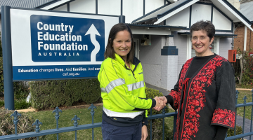 Country Education Foundation CEO, Wendy Mason with Nicola Searle who is the Director, People, Newmont Cadia