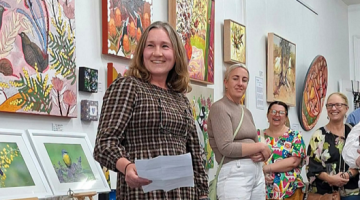 Mid-Lachlan Landcare Coordinator, Amanda Foxon-Hill introducing the exhibition.